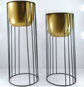 Indoor golden metal planter [set of 2]