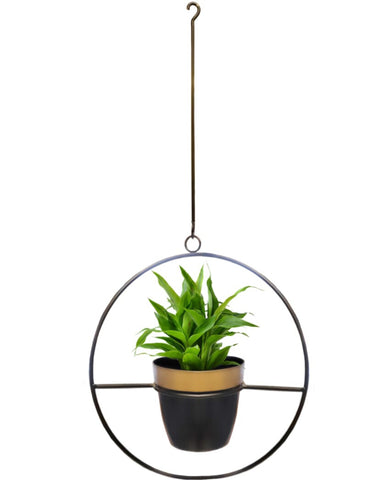 Metal hanging pot (black & golden)