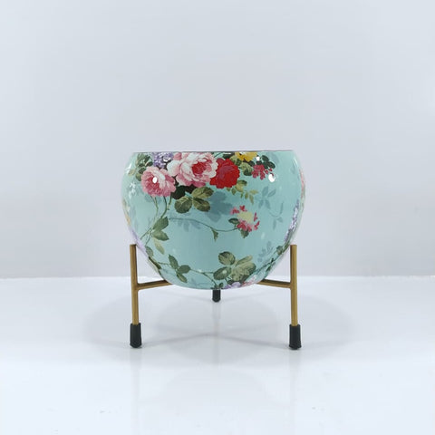Meena table top metal flower pot with iron stand - M
