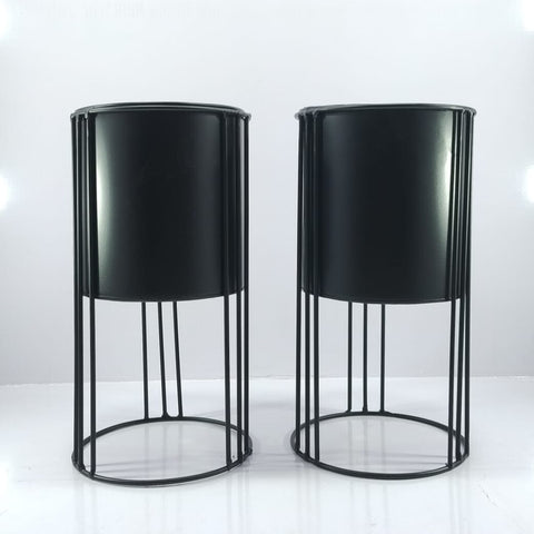 Indoor black planter with iron stand [SET OF 2]