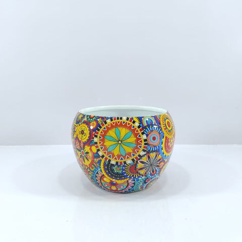Meena metal flower pot - A