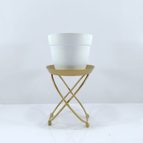 metal white Pot with designer stand