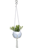 White metal pot with jute rope