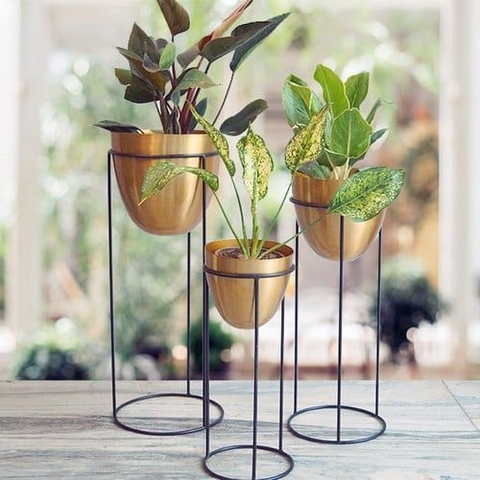 Oval bonze planter [SET OF 3]
