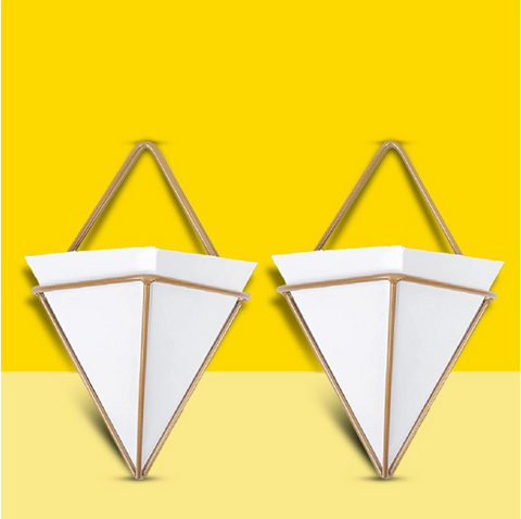 White wall hanging triangle pot