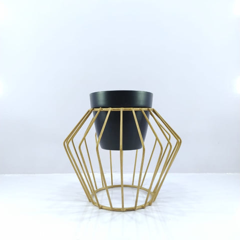 Designer metal flower pot [BLACK]