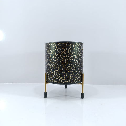 Modern table top flower pot with iron stand - A