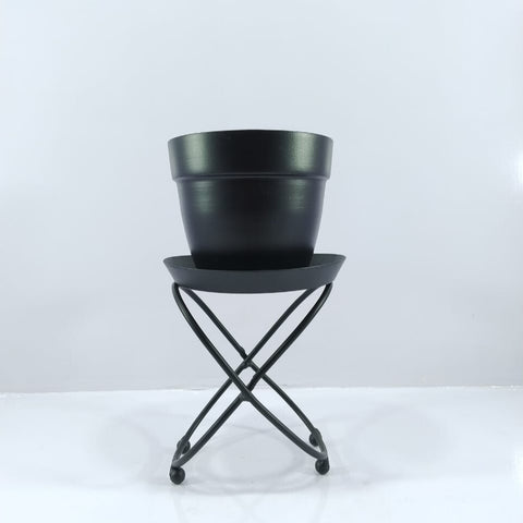 Metal black Pot with designer stand