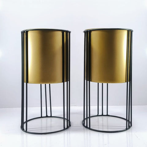 Indoor golden planter with iron stand [SET OF 2]