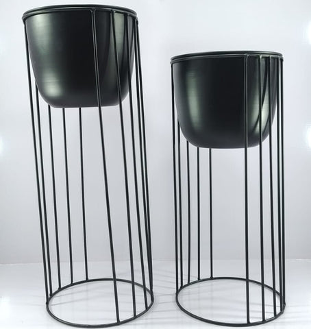 Indoor black metal planter [SET OF 2]